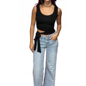 NEW VAVA izzy side tie crop top in black